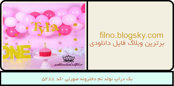 بک دراپ تولد تم دخترونه صورتی -کد 5488