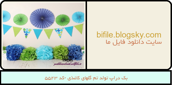 بک دراپ تولد تم گلهای کاغذی -کد 5543