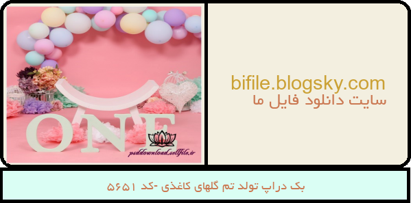 بک دراپ تولد تم گلهای کاغذی -کد 5651