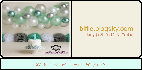 بک دراپ تولد تم سبز و نقره ای -کد 5736