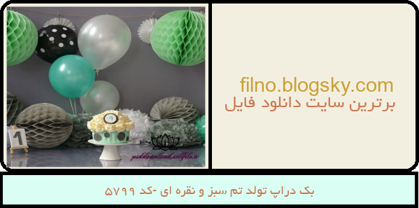 بک دراپ تولد تم سبز و نقره ای -کد 5799
